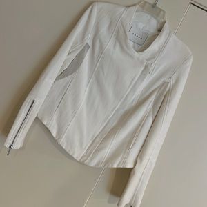 Blank NYC, white Moto jacket with zippers and mesh on the back size m